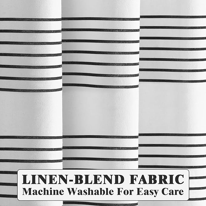 Awellife Black and White Boho Shower Curtain for Bathroom Stripe Tassel Shower Curtain 72 X 72 Inches Farmhouse Cotton