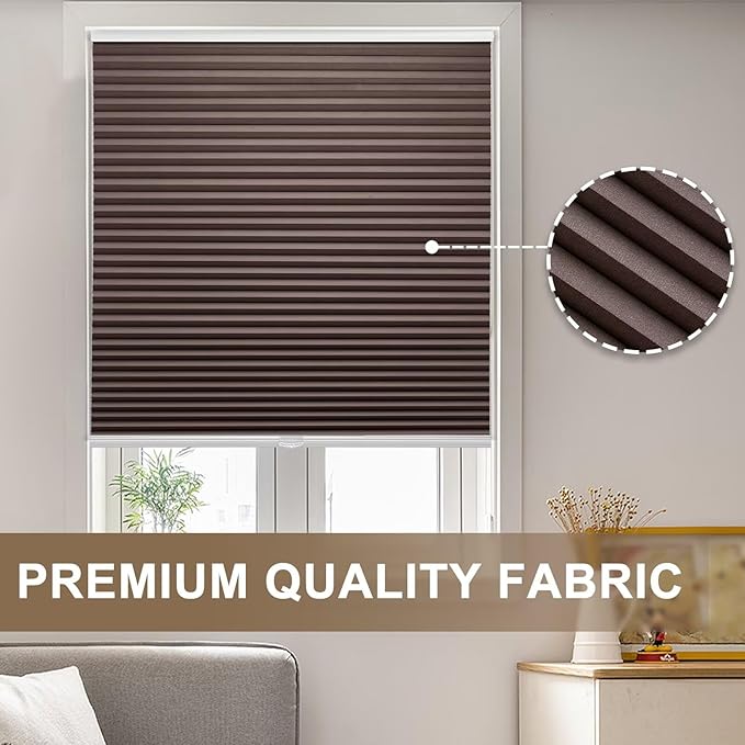 MYshade 1.5-Inch Cellular Cordless Blackout Shades,Thermal Insulating Noise Reducing Waterproof Blinds,Honeycomb Window Treatments for Indoor Light Control (Taupe-48 W x 72" H)