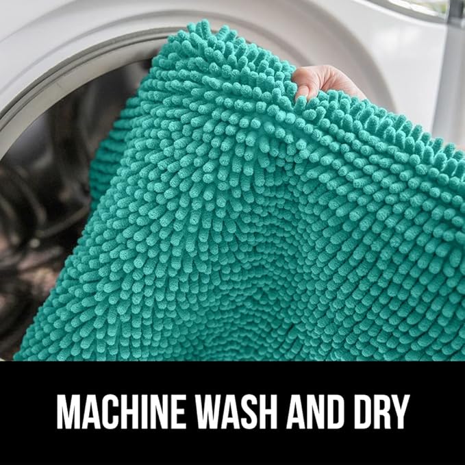 GORILLA GRIP Bath Rug Mat, Soft Absorbent Chenille, Quick Dry Microfiber Mats, Rubber Backing Washable Shower Floor Rugs, Bathmat Runner, US Designed Bathroom Home Decor Accessories 24x17, Turquoise