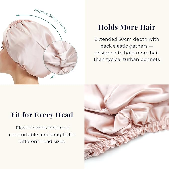 100% Mulberry Silk Bonnet, Double-Layered Hair Bonnet for Sleeping Women, Pure Silk Turban, Night Sleep Hair Wrap