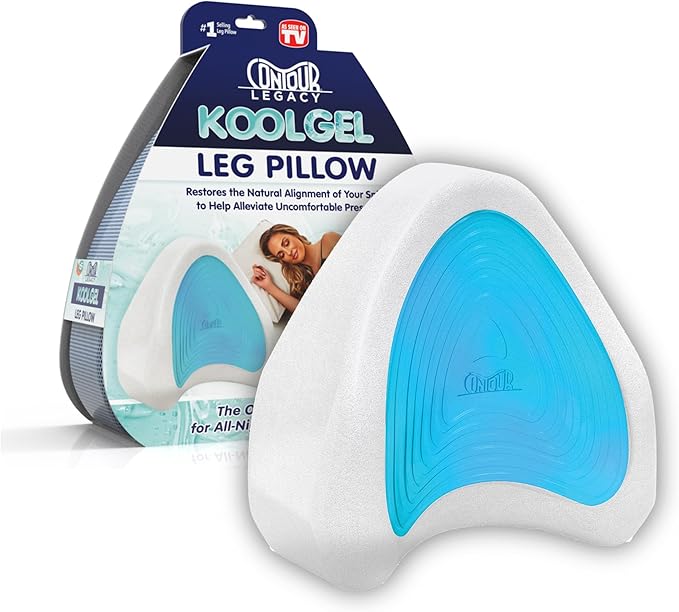 Contour Legacy Cool Leg & Knee Foam Support Pillow for Side Sleepers Soothing Relief for Back, HIPS, Knees, Joints, Nerves & Muscles (2 Pack, Cooling)
