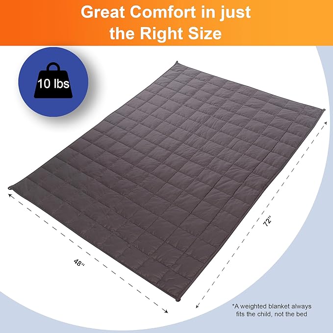 Super Soft Weighted Blanket for Kids with Removable Cover - 10 Lbs 48'' x 72'' Comfortable Children Heavy Blanket for Boys and Girls - Comforting Kids Weighted Blanket