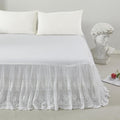 Brandream Lace Bed Skirt Twin Size White 18 Inch Drop Romantic Dust Ruffle Split Corners Bed Sheets Cover Excellent Quality