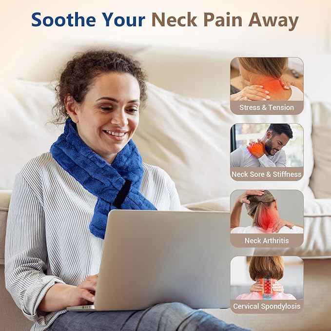 Comfytemp Heating Pad for Neck Shoulders Microwavable, FSA Eligible HSA, 33"×4", Moist Heat Neck Wrap Warmer for Pain Relief, Microwave Heating Pad Warm Compress, Christmas Gifts for Women Seniors