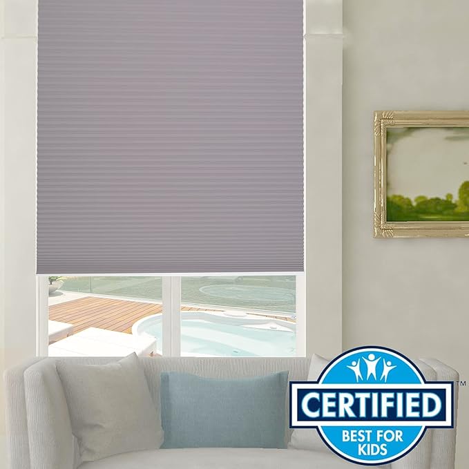 Persilux Custom Size Cellular Shades Blackout Window Blinds Cordless Shades UV Protection Homeycomb Roller Window Shades for Home, Kitchen and French Doors Lilac