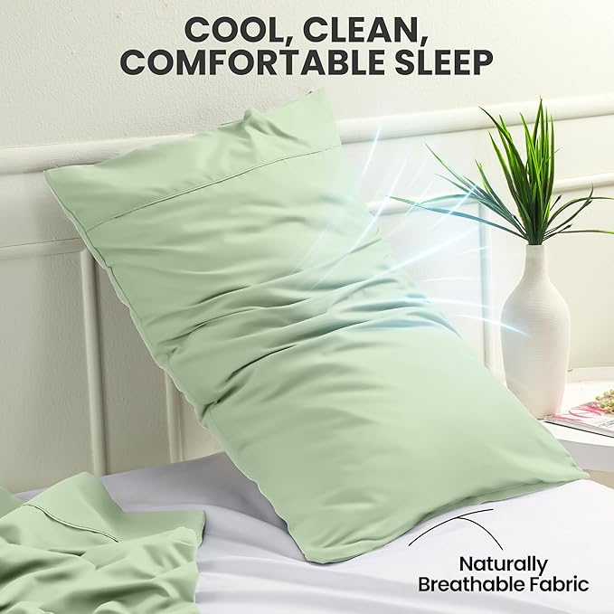 Pillow Covers by Utopia Bedding - King Size 2-Pack – Soft Brushed Microfiber – Perfect for Hospitals, Hotels, Guest Rooms – Oeko-TEX Certified, 20x40 Inches (Sage)