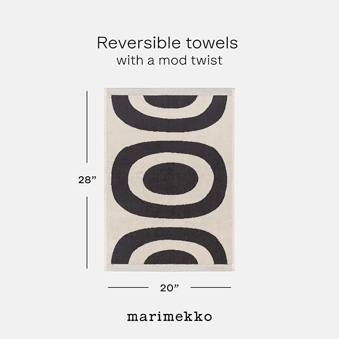 MARIMEKKO Melooni Terry Cotton Hand Towel (Charcoal) – Natural Forms Patterned Hand Towels – 28 in x 20 in