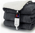 Heated Blanket Electric Blanket Twin Waffle, 62x84 Inches Sherpa Fleece Fast Heating Blanket 6 Heating Levels & 10 Hours Auto Off ETL Certification,Charcoal Grey Twin