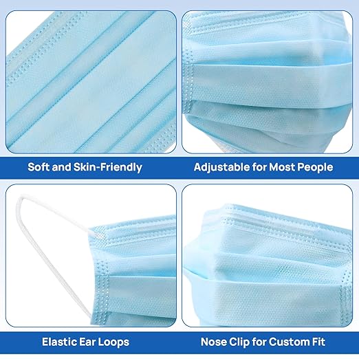 JMU Level 3 Disposable Face Mask 4-Ply for Adult, Medical Grade, ≥98% Filtration, Breathable & Comfortable, 50 Pack
