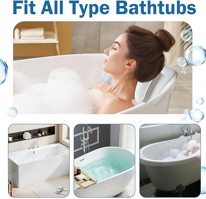 EMMTEEY Luxury Full Body Bath Pillow for Tub - Soft Bath Tub Pillows for Head and Neck Back & Lumbar Support, Non-Slip Bathtub Pillow for Relaxing Spa Gifts Bathtub Accessories