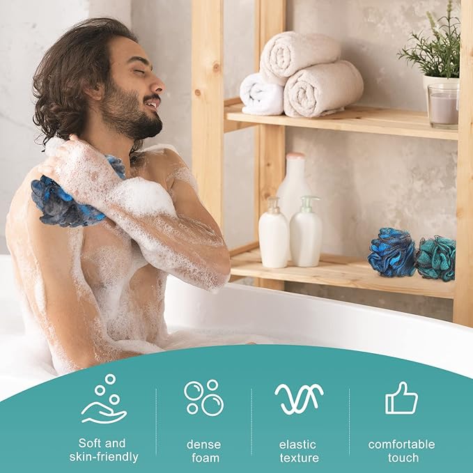 Sunnyray 36 Pcs 50g Bath Shower Loofah Sponge Bamboo Charcoal Shower Ball Body Scrubber Exfoliating Bath Sponge Bath Mesh Pouf for Women and Men Soothing Face and Body Exfoliator, 6 Color