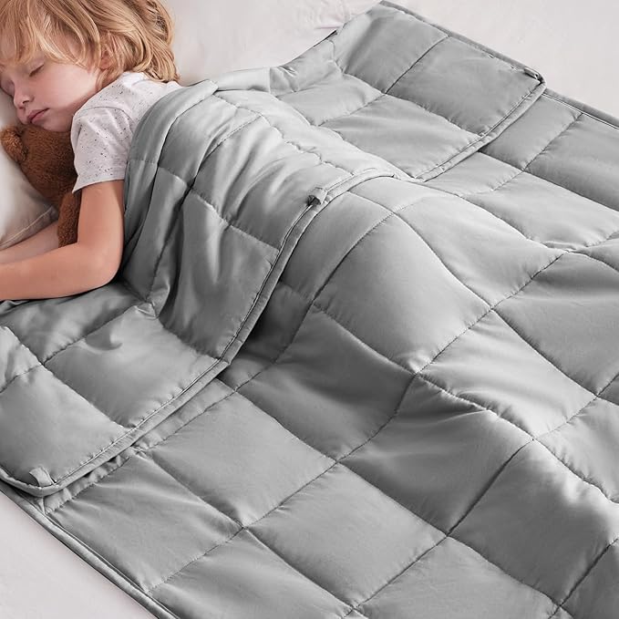 Weighted Blanket Kids (40"x60" 10lbs),Ultra Soft and Cozy Cooling Weighted Blanket Kids,Heavy Blanket with Machine Washable Soft Blanket, Stone Grey