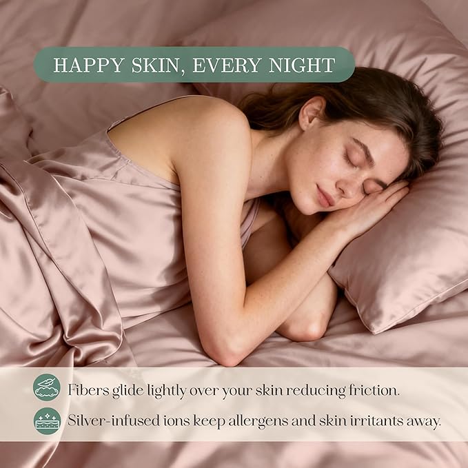 CASILVA Eucalyptus Sheets - Infused with Silver for Anti-Odor, Softer Than Silk Fibers, More Cooling Than Cotton - Perfect for Hot Sleepers & Sensitive Skin - 100% Tencel Lyocell - King Sheet Set