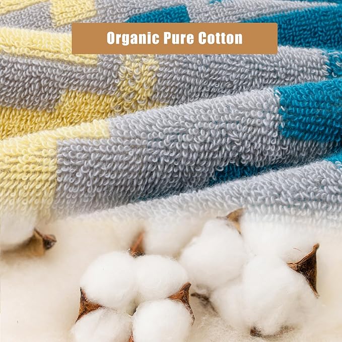 SEMAXE 12 Pack Hand Towels for Bathroom, 100% Cotton Towels with Hanging Loops, Soft & Highly Absorbent, Hand Towel Set for Gym, Shower, Hotel, Spa and Kitchen, Colorful - Checkered