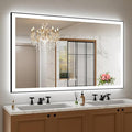 Amorho 60" X36" LED Bathroom Mirror with Black Frame, Front Light and Backlit(Controlled Separately), Stepless Dimmable, Anti-Fog, Shatter-Proof, 3 Colors, Memory