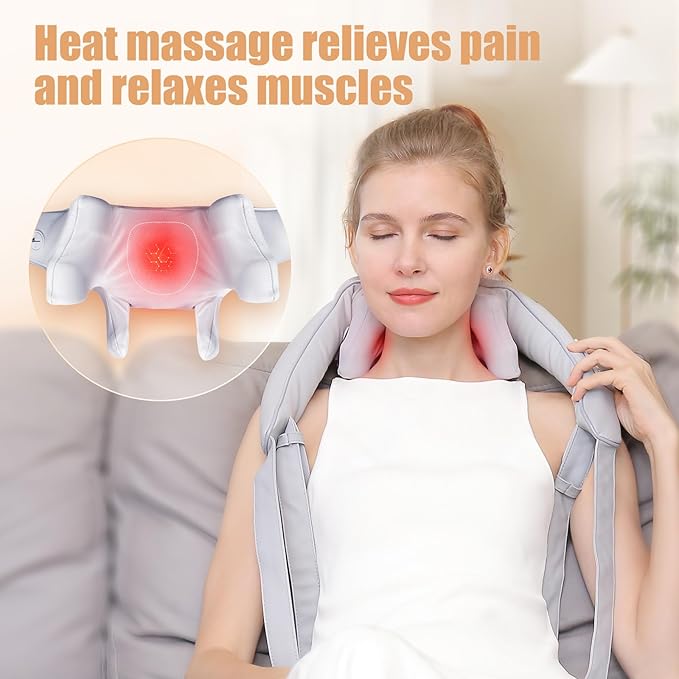 Electric Shiatsu Back and Neck Massager, Cordless Shoulder Massager with Heat, Deep Tissue 3D Kneading Massage Pillow for Shoulder, Leg, Body Muscle Pain Relief, Gifts for Men Women