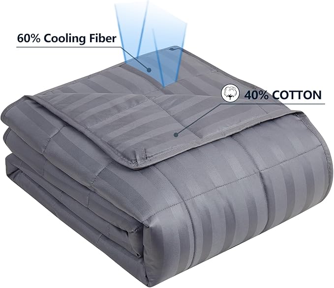 Weighted Blanket King Size (88"x104" 25lbs),Ultra Soft and Cozy Cooling Weighted Blanket King Size for Adult,Heavy Blanket with Machine Washable Soft Blanket, Stripe Grey