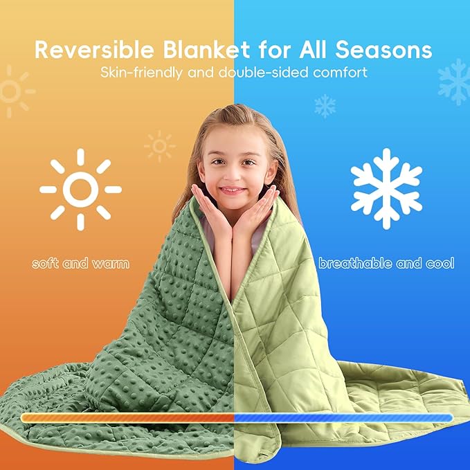 yescool Weighted Blanket 5 Pounds, Blanket Gifts for Boys and Girls, Small Weighted Throw Blankets Washable Heavy Blankets, Winter Weighted Comforter for 40-70lbs, 36 * 48in, Moss Green