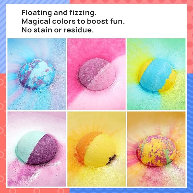 Lagunamoon Bath Bombs for Kids, Women - Bubble Bath Shower Salts for Women - Relaxing Bathbombs Set - Bath Essentials Shower Bubble Steamers (12-Pack Bath Bombs)