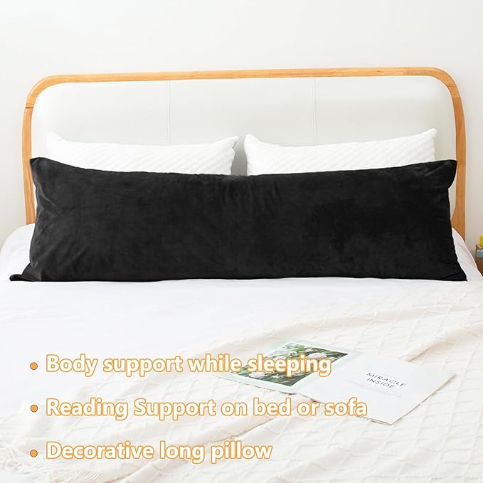 Body Pillow, Memory Foam Body Pillows for Adults Sleeping, Long Pillow for Bed, Big Large Firm Full Body Pillow for Side Sleeper, 20x54 Inch, Black