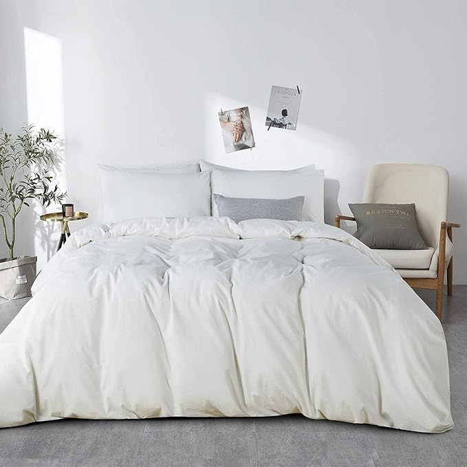 Twin Duvet Cover 1000 Thread Count 100% Egyptian Cotton Luxury Hotel Quality White Quilt Cover & Pillow Sham - 5 Piece All Season Duvet Cover Set with Zipper Closure, 6 Corner Ties