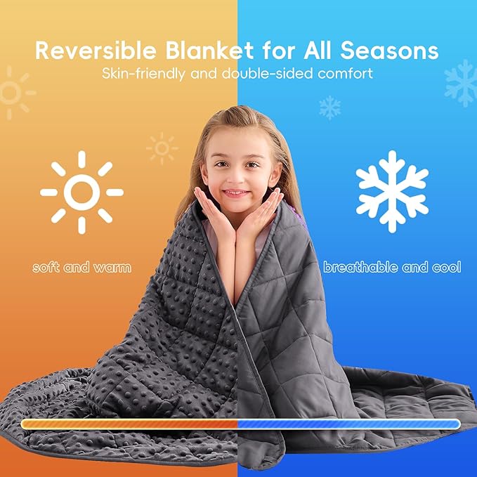 yescool Weighted Blanket 3 lb Small Weighted Lap Blanket for Boys and Girls, Cooling Weighted Throw Blankets Minky Heavy Blankets, for 20-45lbs, 36 * 48in