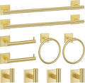 Brushed Gold Bathroom Hardware Accessories Towel Bar Set, 10 Pieces Bathroom Towel Bar Holder Set, 23.6 Inch Stainless Steel Toilet Paper Holder Towel Racks for Bathroom Wall Mounted