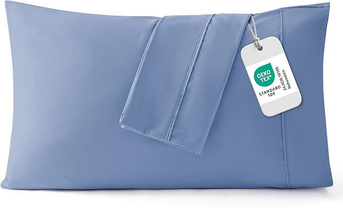 Bedsure King Size Pillow Cases Set of 2 - Slate Blue Brushed Microfiber Pillowcases 2 Pack, Super Soft Pillow Case Cover with Envelope Closure, Wrinkle, Fade and Stain Resistant, 20x36 Inches