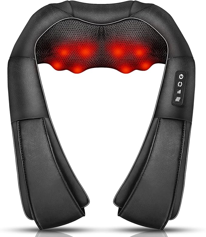 Neck Massager with Heat, Shiatsu Massager for Neck, Back, Shoulder, Foot and Leg, Deep Tissue 3D Kneading Massage for Relax Muscles at Home and Offie,Back Massagers for Women and Men