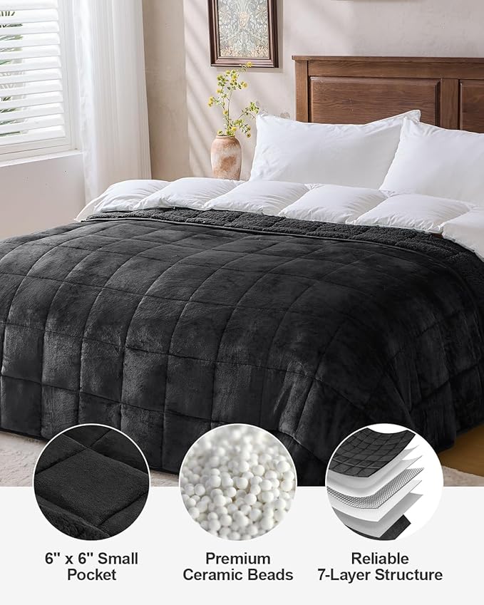 Super Fuzzy Soft Sherpa Fleece Weighted Blanket, 25 lbs Dual Sided Fluffy Heavy Weighted Blankets for Adults - No Bunching with Double Layers of Soft Inner Lining (60"x 80", 25 Pounds)