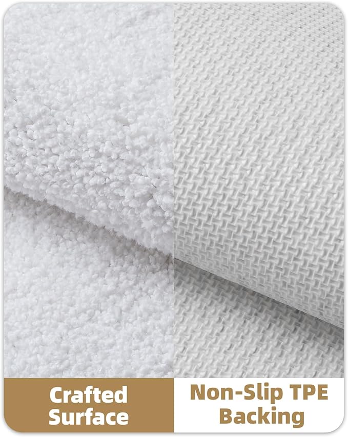 Color&Geometry White Large Bathroom Rugs, Absorbent, Non Slip, Soft, Washable, Quick Dry, 24"x36" Bath Mats for Bathroom, Microfiber Bath Rug Shower Mat