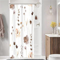 Gibelle Small Stall Shower Curtain 36 x 72, Narrow Half Watercolor Floral Fabric Shower Curtain, Brown Beige Flower Decorative Bathroom Shower Curtain Set with Hooks