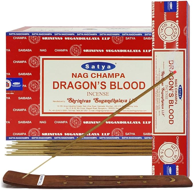 Dragon's Blood Incense Sticks and Incense Stick Holder Bundle Insence Insense Satya