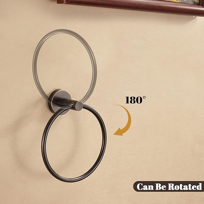 WINCASE Toilet Paper Holder Towel Holder, Oil Rubbed Bronze Bathroom Hardware Set, Hand Towel Ring Toilet Paper Roll Holder Wall Mount, Rustic Farmhouse Rustproof Stainless Steel Bathroom Accessories