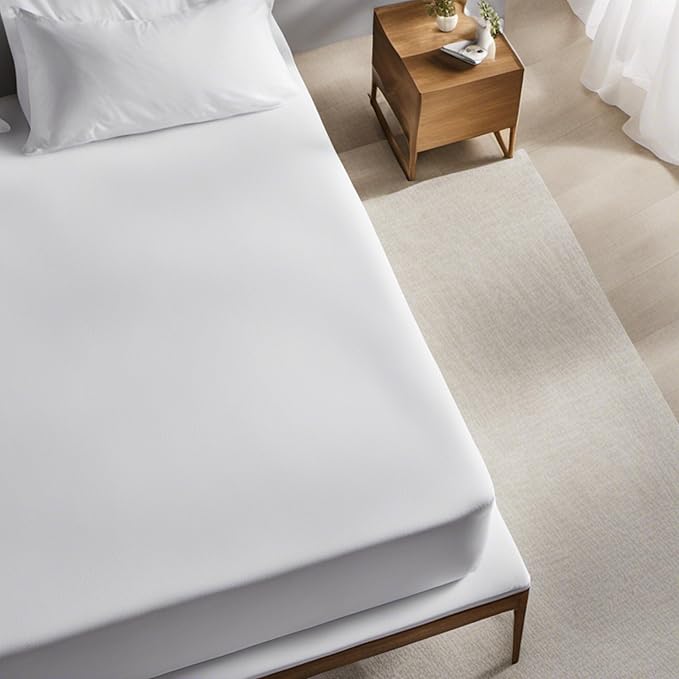 Miracle Made Mattress Protector – Silver-Infused Cotton Fabric – Water-Resistant, Thermoregulating Cover for Sensitive Skin – Compatible with 3-Temperature Zone Comforter, Twin, White