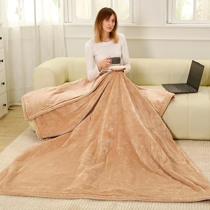 Electric Heated Blanket Full Size, Super Soft Cozy Upgraded Flannel Heating Blanket with 9 Heating Levels & 1-9 Hours Auto Off, Fast Heating & Overheat Protection, 72" x 84", Brown