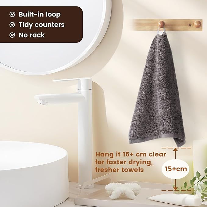SEMAXE 100% Cotton Washcloths for Bathroom - 24 Pack, Quick-Dry Face Towels with Hanging Loop, Highly Absorbent and Soft, 13x13 Inch, Yellow & Grey
