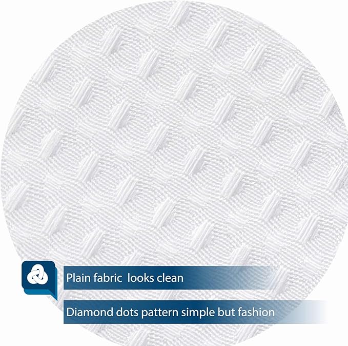 Waffle Weave Shower Curtain 66 x 72 inch, Hotel Luxury Spa, 230 GSM Heavy Duty Fabric, Water Repellent, Machine Washable, White Pique Pattern Decorative Bathroom Curtain, 66x72