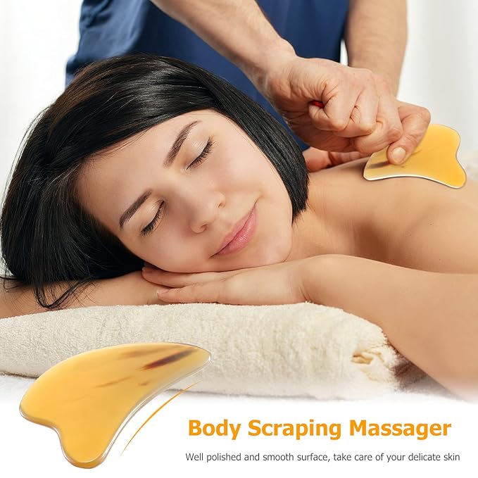 SUPVOX Gua Sha Scraping Massage Tool Natural Buffalo Horn Gua sha Board Therapy Massage Stones Anti Aging Anti Wrinkle