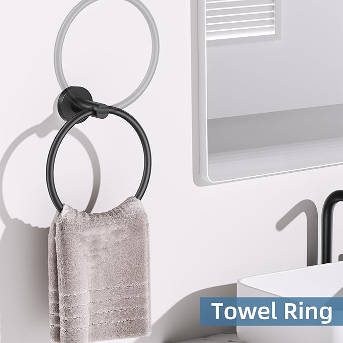 10 Pieces Matte Black Towel Bar Set, Black Bathroom Hardware Set Toilet Paper Holder Towle Racks for Bathroom Upgraded Stainless Steel Bathroom Towel Holder Set Bathroom Accessories