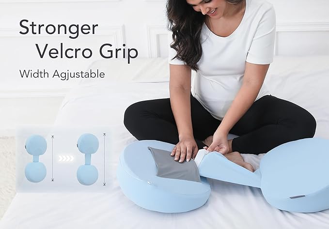 Pregnancy Pillow for Sleeping Memory Foam Maternity Pillow for Side Sleepers, Adjustable Travel Wedge Pillow Support for Back, Belly, and HIPS for Pregnant Women,Cooling Silk Blue