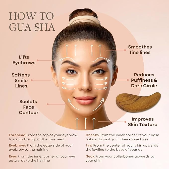 Teak Wood Gua Sha Facial Tool for Face, Arm and Body Massage, Anti-Aging Reduce Puffiness Wrinkles Shape Jawline Skincare Routine Treatment, Wooden Gua Sha Massager with Travel Pouch
