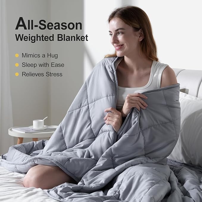 Lofus Weighted Blanket for Adults 10 lbs 60"x 80" Queen Size, Breathable All-Season Weighted Heavy Blankets, Soft Microfiber with Premium Glass Beads for Sleeping, Grey