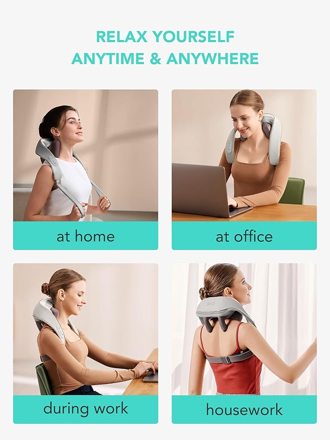 SKG Neck Massager for Pain Relief Deep Tissue 6D Kneading with Heat Cordless Neck and Shoulder Massage for Men and Women H5 mini