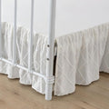 Bed Skirt King Size Ruffled Bed Skirt with Split Corners, 16 Inch Drop Dust Ruffle Bed Skirts with Platform, Boho Tufted Shabby Chic King Size Bed Skirts, Ivory