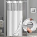 YellyHommy Stall No Hook Shower Curtain with Snap in Fabric Liner Set Less Time White Waffle Shower Curtain for Bathroom 75" L x 36" W