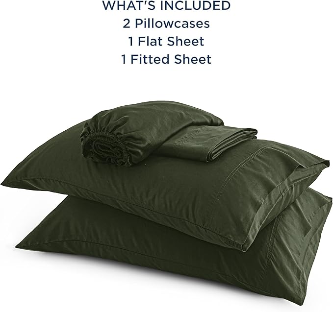 Bedsure California King Sheet Sets, Cooling Sheets, Rayon Derived from Bamboo, Breathable & Soft, Deep Pocket Up to 16 Inches, Hotel Luxury Silky Bedding for Hot Sleepers, Olive Green