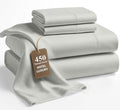 LANE LINEN Full Bed Sheets Set – 450 Thread Count Cooling Cotton Sheets, Soft & Comfy Sateen Weave, 15” Deep Pocket Fully Elasticized Fitted Sheet, Machine Washable, Moonstruck