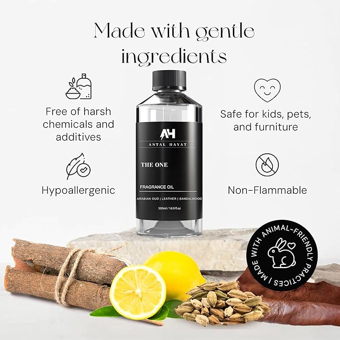 The One Hotel Scent Diffuser Oil - Aromatherapy Fragrance Inspired by 5-Star Hotels - Notes of Cardamom, Leather, Lemon with Cinnamon & Sandalwood - Inspired by Luxury Hotel The One Diffuser Scent