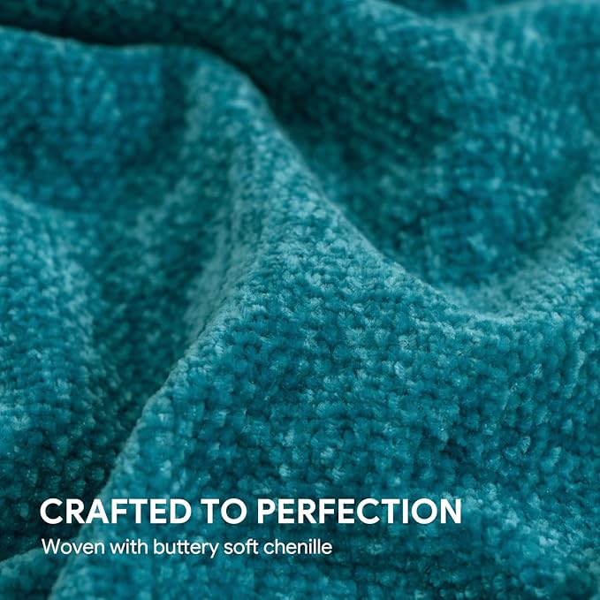 RECYCO Throw Blanket Soft Cozy Chenille Throw Blanket with Fringe Tassel for Couch Sofa Chair Bed Living Room (Teal, 50'' x 60'')